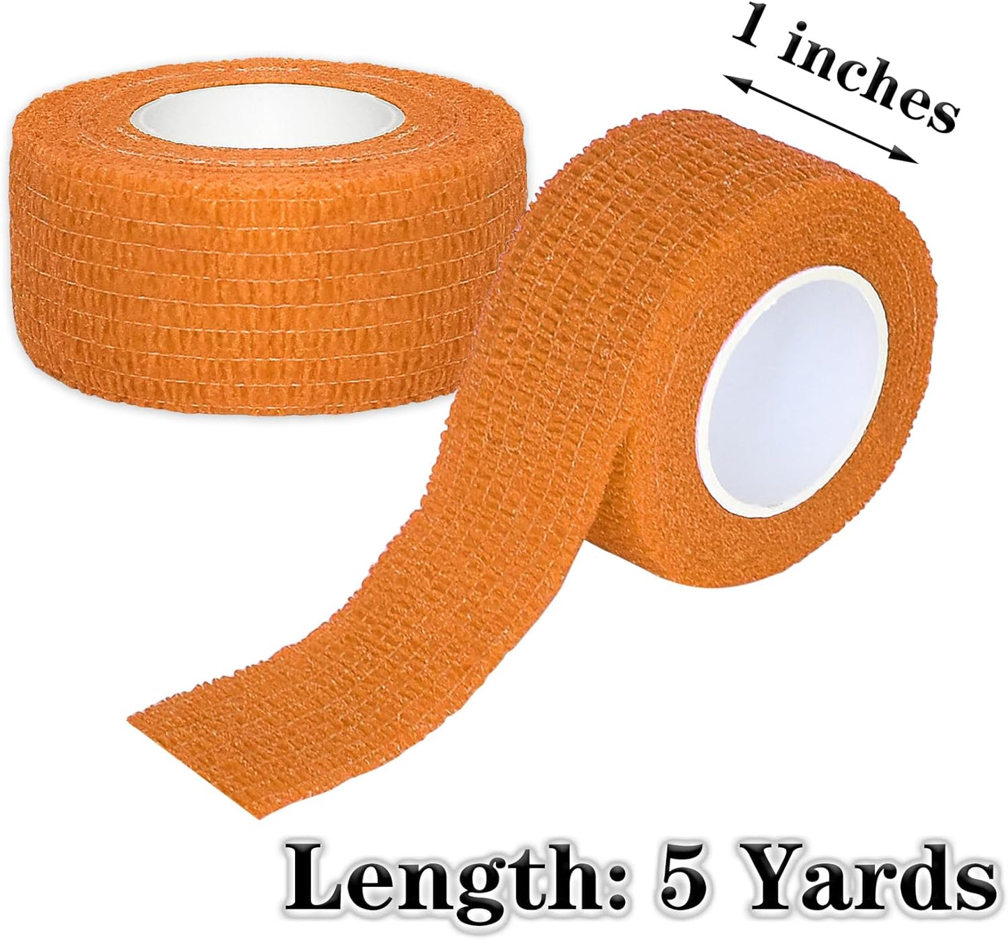 8 Rolls 1” Cohesive Bandage Self Adherent Bandage Wrap Breathable Vet Tape Elastic Adhesive Bandage for Sports, Wrist, Ankle, Tattoo Wraps(Orange)