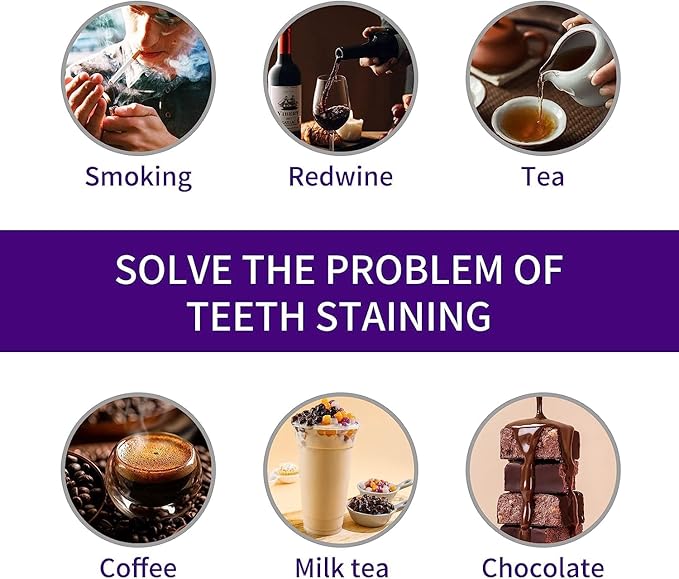 Purple Toothpaste for Teeth Whitening, Purple Whitening Toothpaste for Adults,Tooth Stain Remover Gel - Tooth Whitener Suitable for Smoking, Coffee, and Removing Dental Stone ﻿ (2fl oz/60ml) ﻿