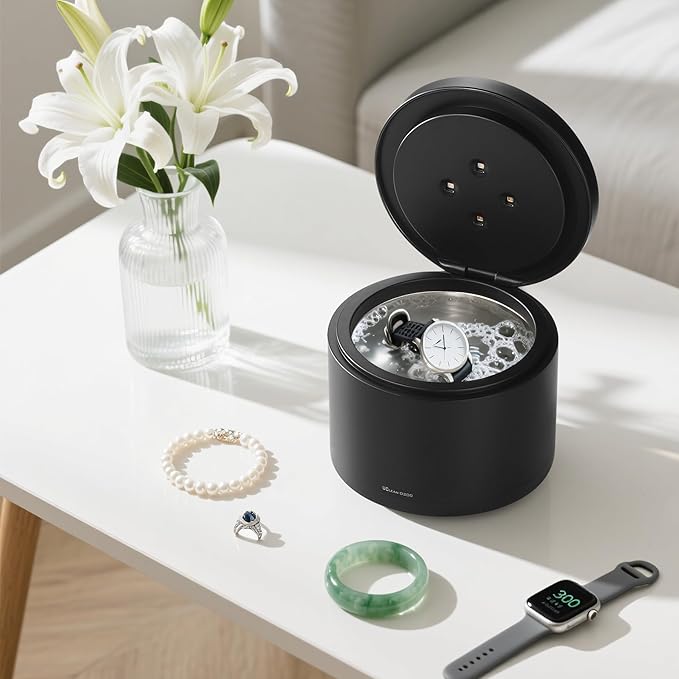 42KHz Ultrasonic Cleaner with U-V Light - Professional Jewelry, Denture, Watch Cleaning Machine, 250ML Capacity, Digital Touch Control, 3/5/10 Min Timer, Waterproof Design