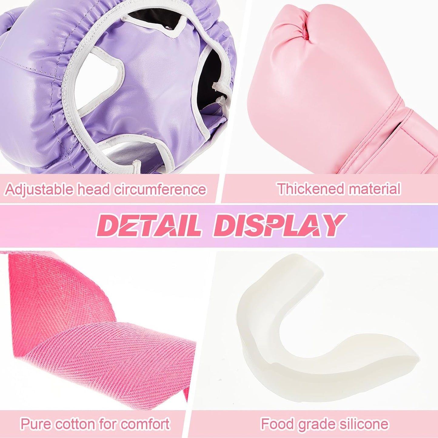 Kanayu 14 Pcs Boxing Set Including 2 Pair of 16 oz Boxing Gloves Headgear Helmet and Hand Wraps Mouth Guards Gifts for Adults Youth Beginners Training Equipment