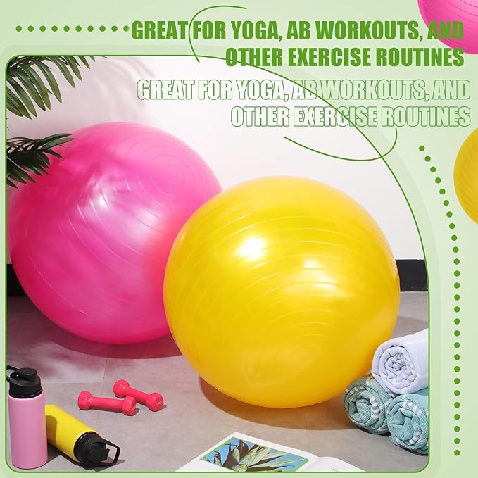 Leyndo 2 Pcs Yoga Ball Exercise Ball Large 26 Inch Exercise Anti Burst Birthing Fitness Ball with Pump, 26 Inches/ 65 cm for Improved Posture, Balance, Yoga, Pilates, Training