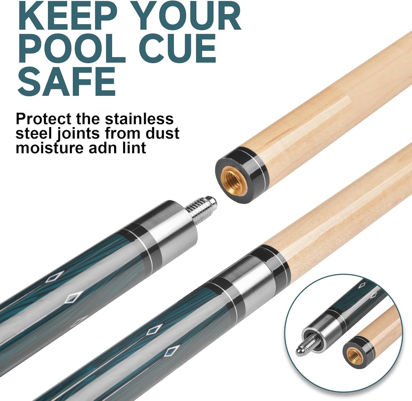 HomeSeason Pool Cue Stick 57" Billiard Cue Sticks Professional Low Deflection Pool Sticks