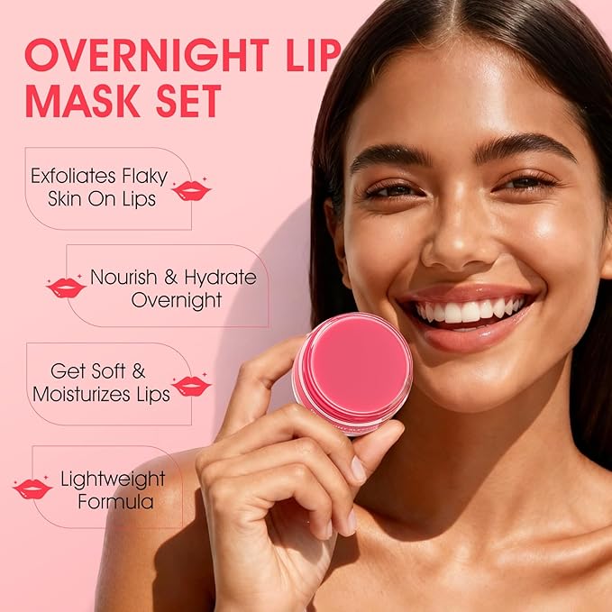 Lip Mask Set, 4PCS Lip Sleeping Mask Overnight Treatment Lip Care, Moisturize & Nourish, Cracked Dry Lips, Daily Lip Care,12g*4