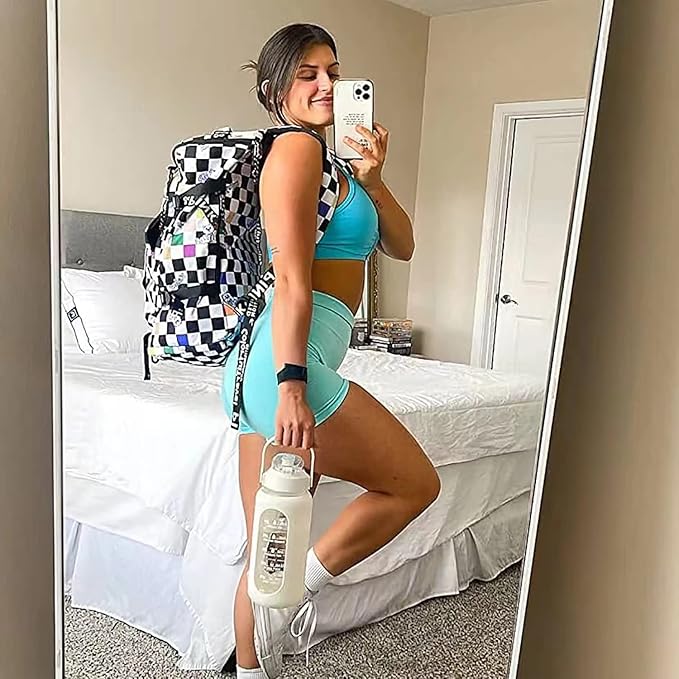 Kalesi Gym Duffle Bag Backpack 4-Way Waterproof with Shoes Compartment for travel Sport Hiking laptop (Checkerboard)