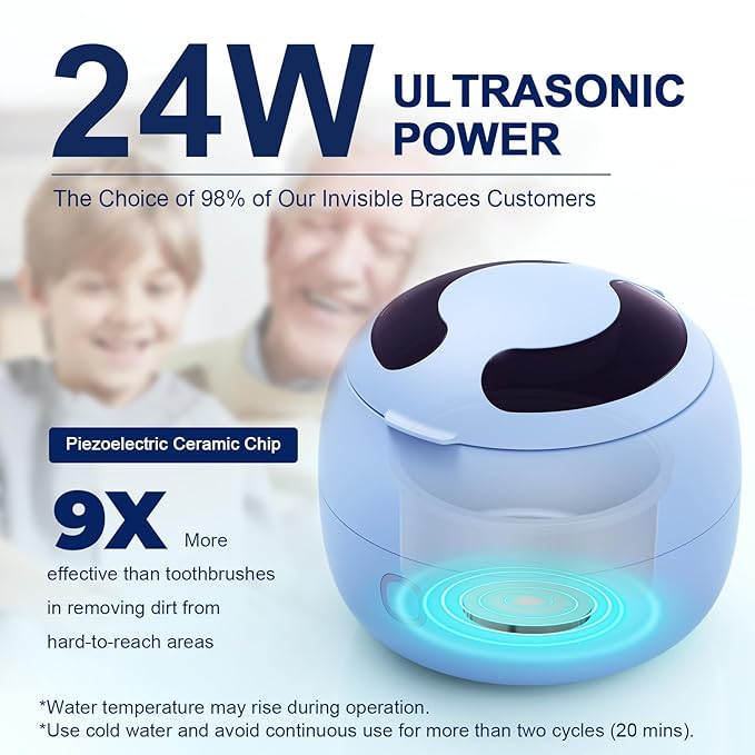 Upgraded Ultrasonic Retainer Cleaner, 45kHz Retainer Cleaner Machine for Denture Cleaner, Retainer Cleaner, Mouth Guard Cleaner, Night Guard Cleaner, Denture Cleaner with 200ML Dental Cleaning Pod1