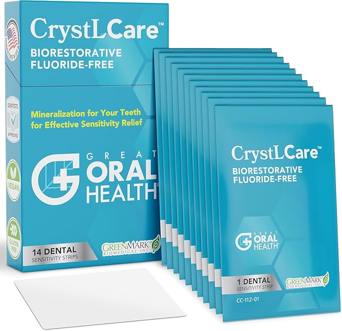 CrystLCare Tooth Sensitivity Treatment for Lasting Relief for Adults & Kids – Sensitive Teeth Dental Strips for Nano Hydroxyapatite Enamel Remineralization & Sensitive Tooth Enamel Repair (14 Count)