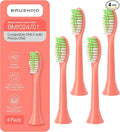 Brushmo Replacement Toothbrush Heads, Compatible with Philips One for Sonicare Electric Toothbrush Handles HY1022, 4 Standard Heads with Tongue Cleaner, Soft Dupont Bristles, BM124m, Miami Coral