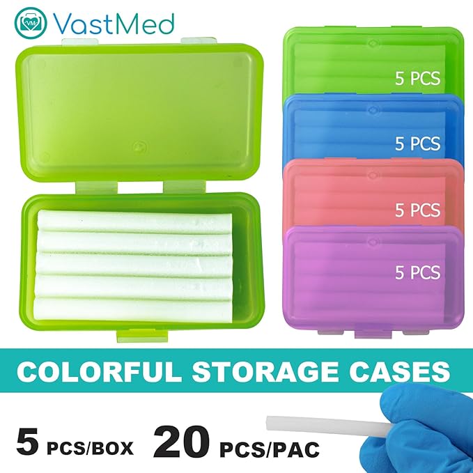 20 PCs (5 Per Box) Orthodontic Wax for Braces & Aligners by VASTMED | Dental Grade Braces Wax for Teeth with Colorful Storage Cases | Food Grade Ortho Brace Wax