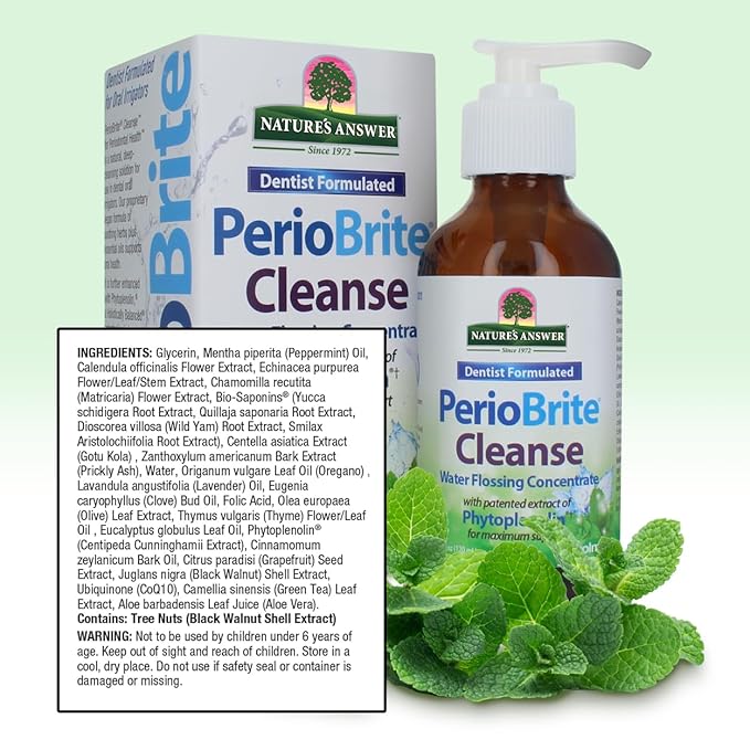 Nature's Answer PerioCleanse Oral Rinse and Oral Cleansing Concentrate | Cool Mint Flavor | Fluoride-Free, Alcohol Free, No Artificial Preservatives, Colors, Dyes, or Sweeteners 4oz