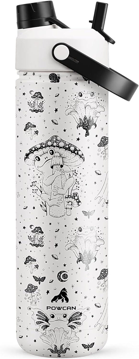 26 oz Insulated Water Bottle with 2-in-1 Straw and Spout Lid, Keep Cold 24H, Leak-Proof, Fits in Car Cup Holder, Stainless Steel Water Bottle for Sports, Travel, Gym, and School (Swamp Doodle)