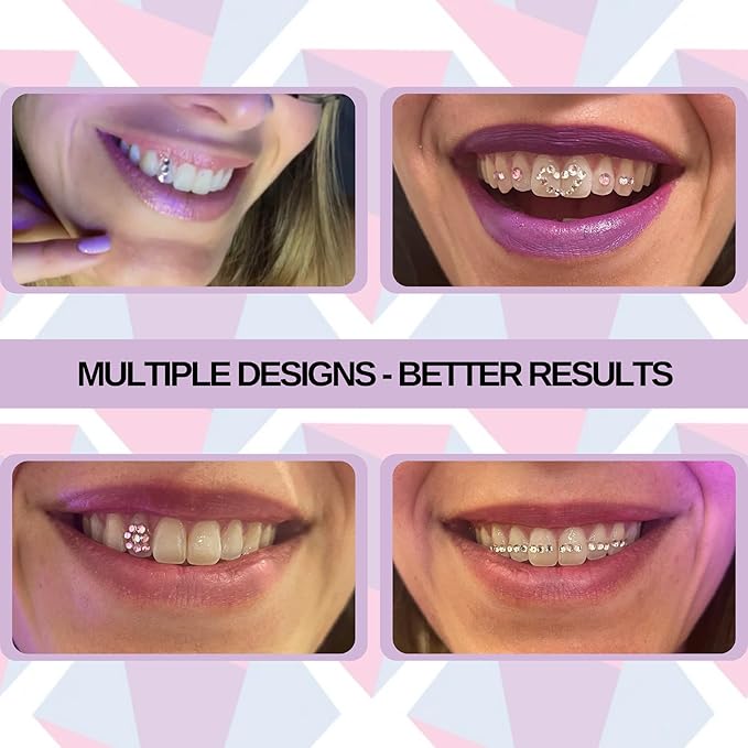 Professional for Beginners and Pros - Tooth Gems Video APP for Best Designs, Teeth Gems Kit with Glue and Light - Over 30 Gems & Shapes - Made in USA