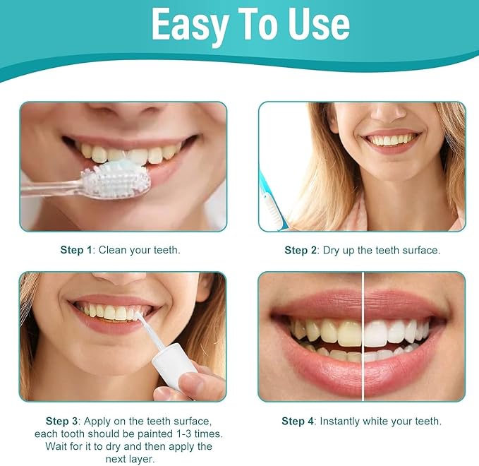 Tooth Paint, Instant Teeth Whitening Paint, Gentle & Safe White Paint for Teeth, Portable & Simple, Long-Lasting, Get Confident Smile