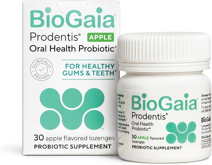 BioGaia Prodentis | Oral Probiotics | Promotes Healthy Gums & Teeth | Defends Against Bad Breath & Dental Problems | Improves Oral Health | Apple Flavored Dental Probiotic Lozenge