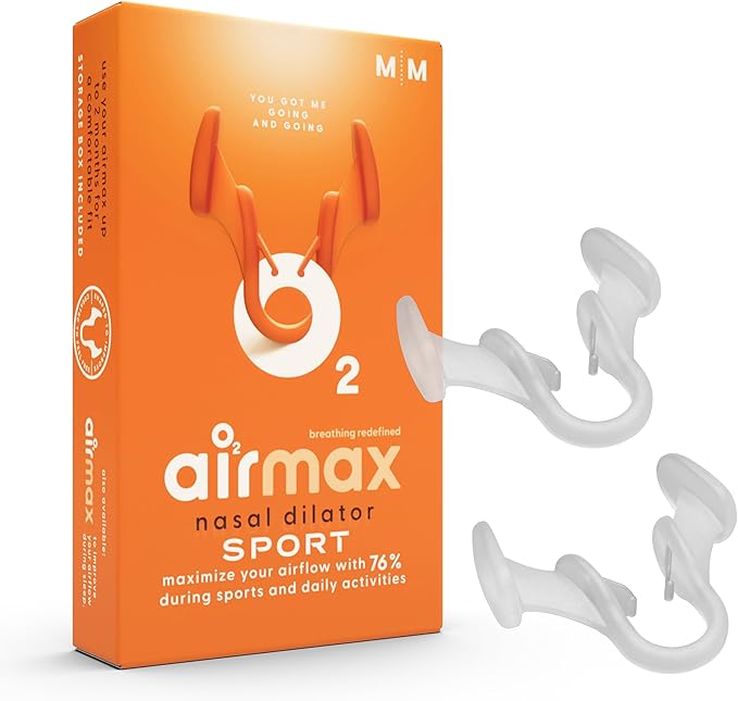 Airmax Unisex Sport Nasal Dilators Two-Pack - Easy, Safe, and Comfortable Breathing Aid - Improves Airflow - Transparent - Medium
