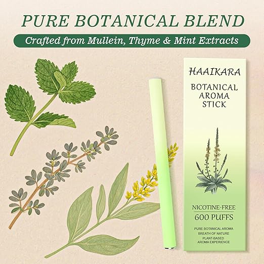 Natural Mullein Herbal Diffuser – Upgraded Formula with Mint and Thyme Long-Lasting Flavored Air Refreshing Support Oral Fixation Menthol Essential