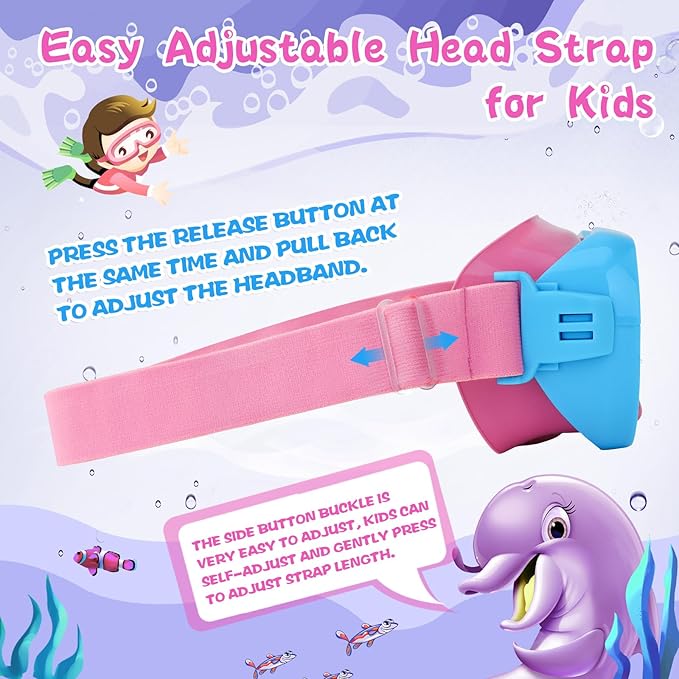 Kids Swim Goggles with Nose Cover, Anti-Leak Swim Mask with Elastic Fabric Strap, UV Protection Swimming Goggles for Kids