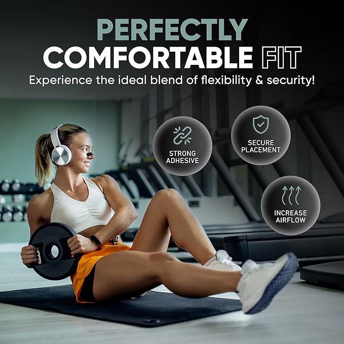 Performance Nasal Strips for Breathing | Nose Strips for Breathing | 30 Count Pack | Oil & Sweat Proof Adhesive | Nasal Stips for Sleeping | Extra Strength Adhesive | Fits All Size |