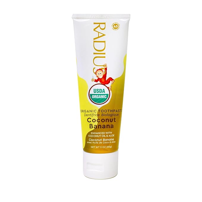 Radius USDA Kids Organic Toothpaste, Coconut Banana, 3 Oz (Pack of 1)