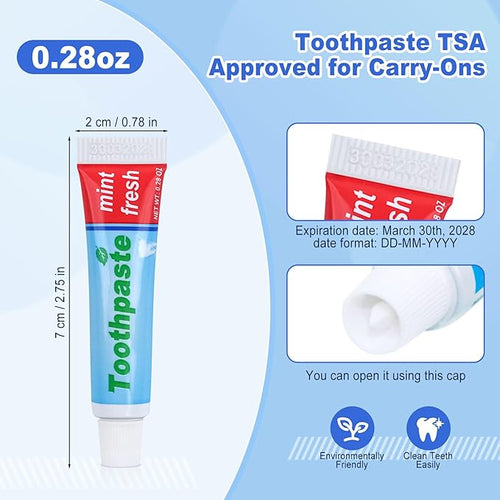 0.28oz Small Toothpaste Travel Size Bulk,Mini Toothpaste Travel,Mint Scent TSA Compliant for Hotel Camping Gym Office School Homeless 60
