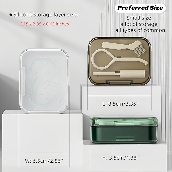 Retainer and Aligner Case - Double Layer with Double Sided Opening Lid, Mouthguard & Night Guard Storage Cleaning Case, with Removal Tool, Brush and Chewer (White)