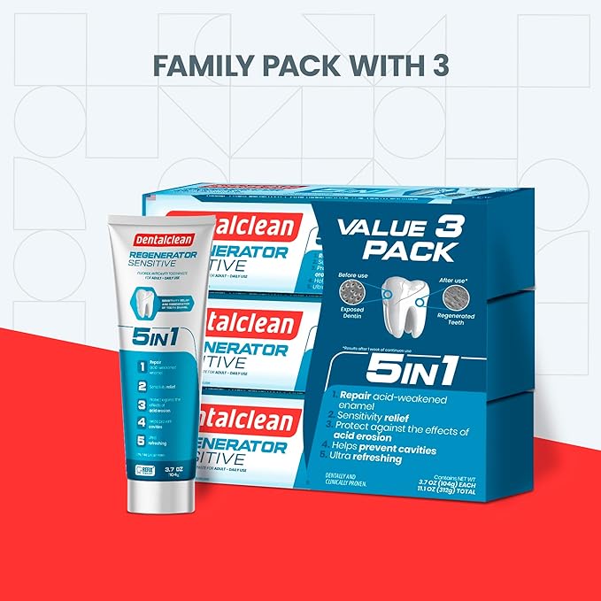 Pack of 3 Regenerating Tooth Gel - Natural Mint, Enamel Regeneration and Cavity Prevention - 3.7 oz 104g