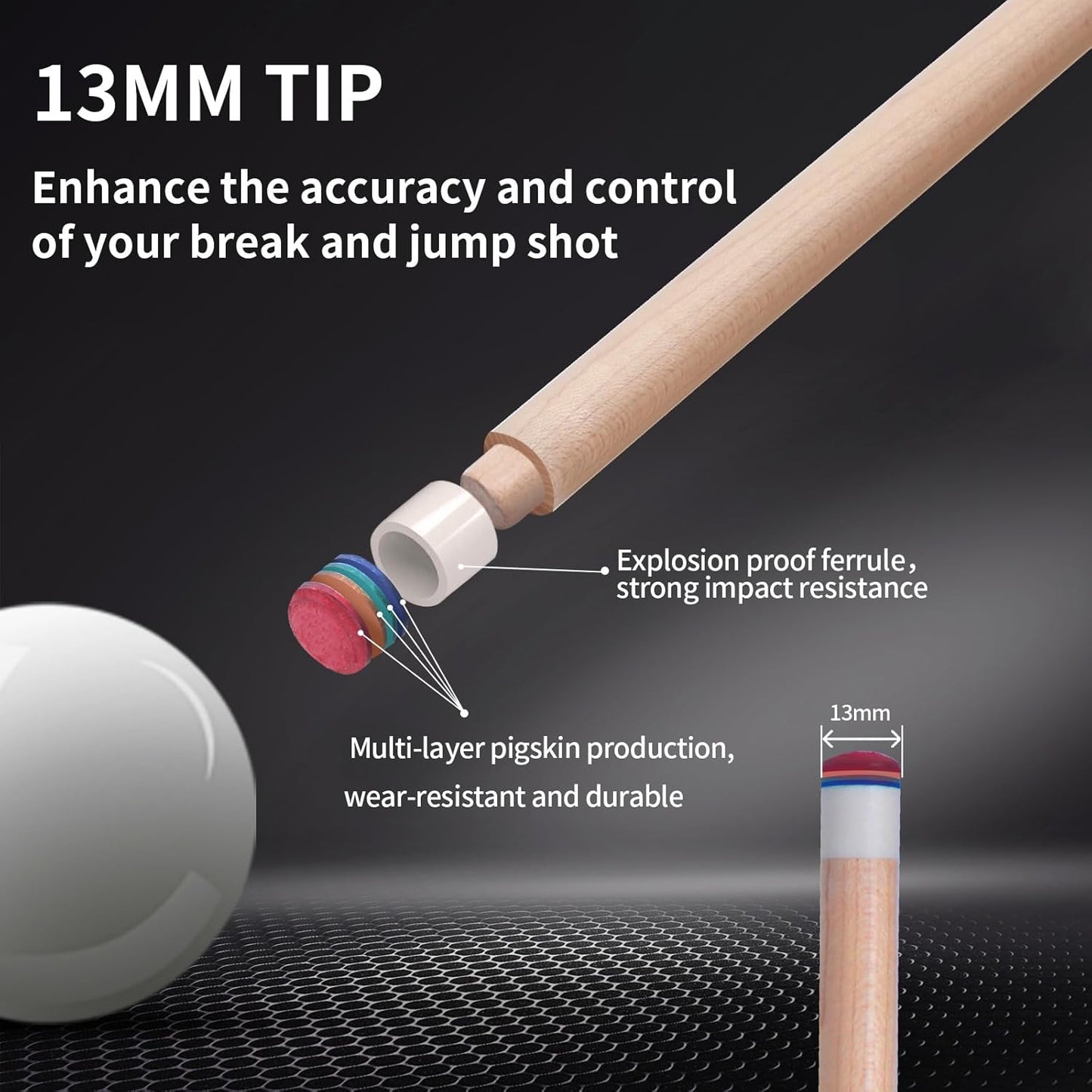 Kmise Professional Pool Cue Stick - 19 20 21oz Canadian Maple Cue Sticks, Low Deflection Shaft with Telescopic Carbon Fiber Extension, Pool Sticks for Aults, Billiard Cue Sticks with Leather Cue Case