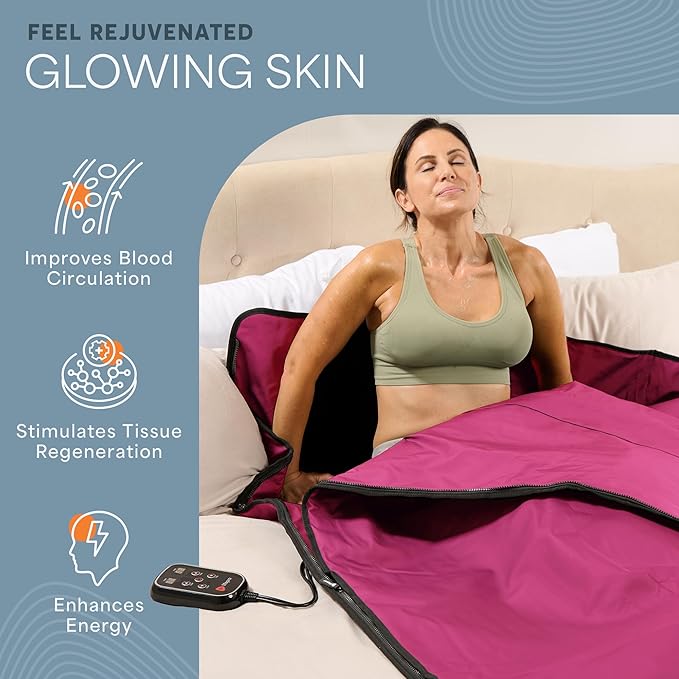 LifePro RejuvaWrap Infrared Sauna Blanket for Detox & Relaxation – Available in 5 Colors & 3 Models – Portable Far Infrared at Home Sauna for Muscle Relief, Circulation & Recovery – 9 Heat Levels