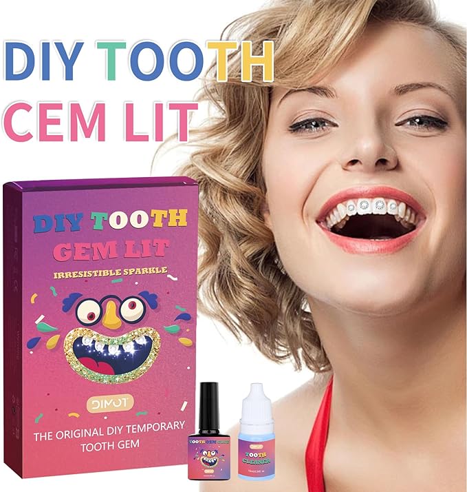 Zgxhga Tooth Gems Kit with Shiny Crystals for Teeth, DIY Teeth Gems Kit Fashionable Decoration Starter Set