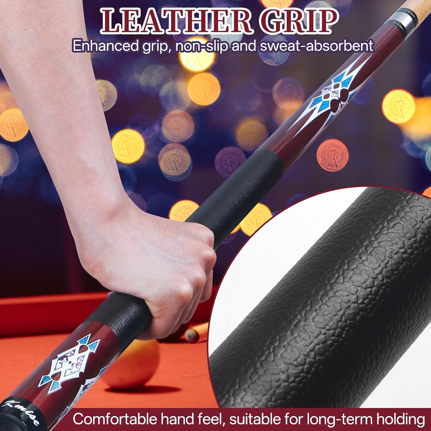 Kmise Pool Cue Stick Set - 58 Inch Pool Cues, 18~21Oz Canadian Maple Professional Billiard Cues Sticks, Pool Sticks for Adults, Multiple Colors, Pool Stick for Bar House Pool Tables Sports