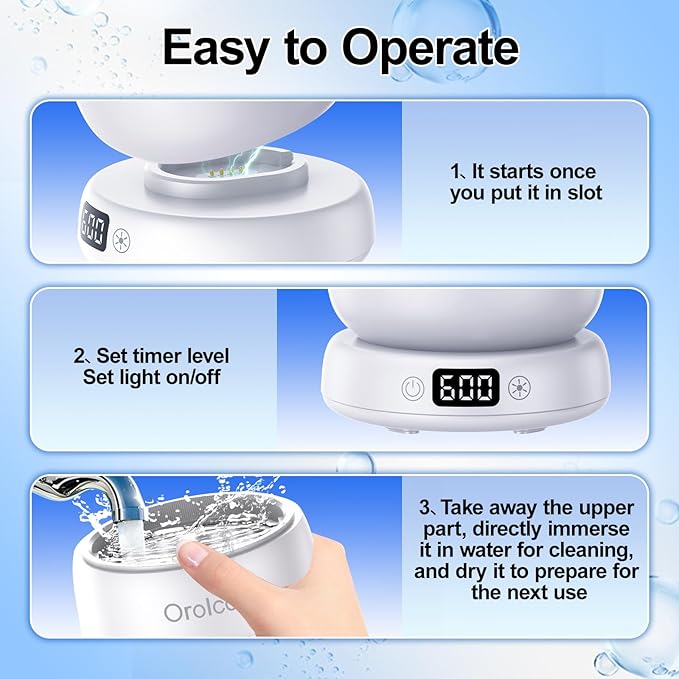 Ultrasonic Retainer Cleaner Machine,Mouth Guard Cleaner,Dental Pod Cleaner/Night Guard Cleaner/Aligner Cleaner Waterproof 3 Powerful Cleaning Modes 180ml-Best Gift for Braces Users/Christmas
