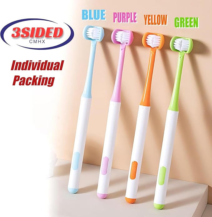 3 Sided Autism Toothbrush 360° Oral Teeth Cleaning Design U-Shaped Toothbrush 2 PCS Adult Soft Bristles Soft and Gentle for Complete Tooth and Gum Care (Blue + Green)