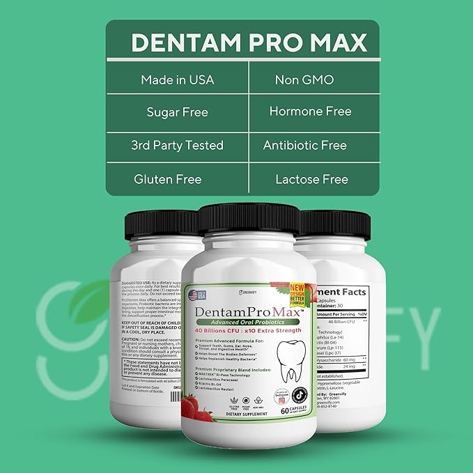 DentamPro Max for Gums and Teeth Health & Fresh Breath - 40 Billion CFU Advanced Oral Probiotics for Mouth Bad Breath, Capsule Supplement (2)