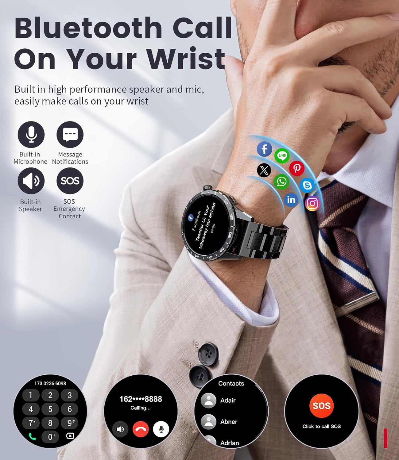 LIGE Smart Watches for Men(Answer/Make Calls), 1.43" HD AMOLED Fitness Tracker with 110+ Sport Modes, 24/7 Heart Rate Sleep Monitor Smartwatch, IP68 Waterproof Smart Watch for Android iOS