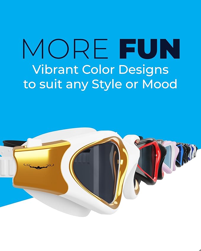 AqtivAqua Swimming Goggles, DX Wide View Swim Goggles for Adult Men Women, Anti Fog No Leaking