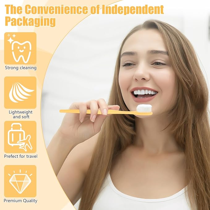 NICEMOVIC 500 Pack Disposable Toothbrushes Bulk with Toothpaste and Comb Travel Size Toothpaste Set Homeless Care Package Supplies for Bulk Individually Wrapped Disposable Travel Hotel Charity, Yellow
