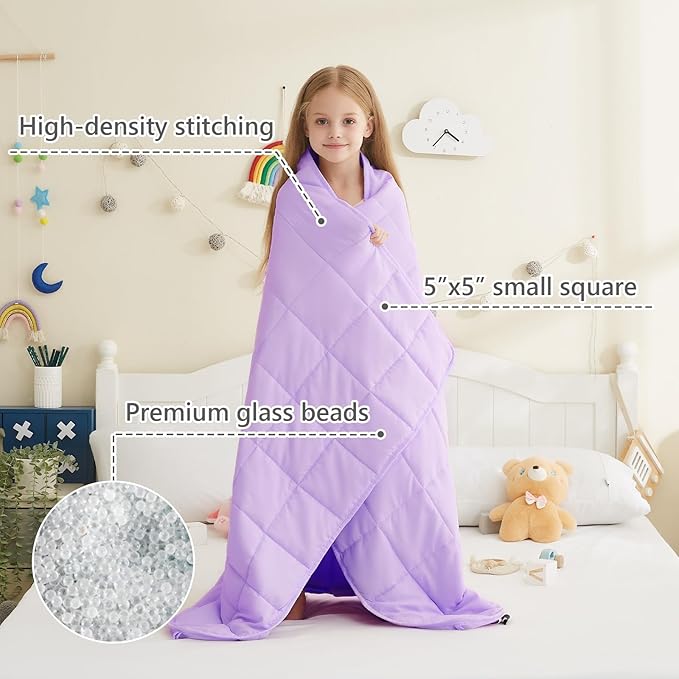 L'AGRATY Weighted Blanket - 40"x60" 10lbs Breathable Weighted Blanket Microfiber Material with Glass Beads