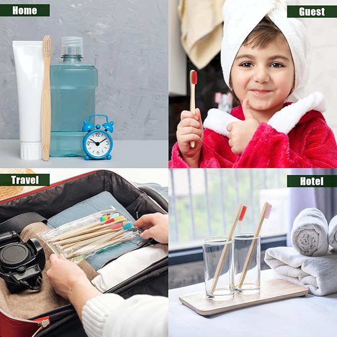 Sieral 12 Pcs Bamboo Toothbrushes Bulk, Soft Bristle Toothbrush for Adults, Natural Wooden Toothbrushes, Vegan Organic Bamboo Travel Tooth Brush, Individually Wrapped, 7 Inch 12 Color