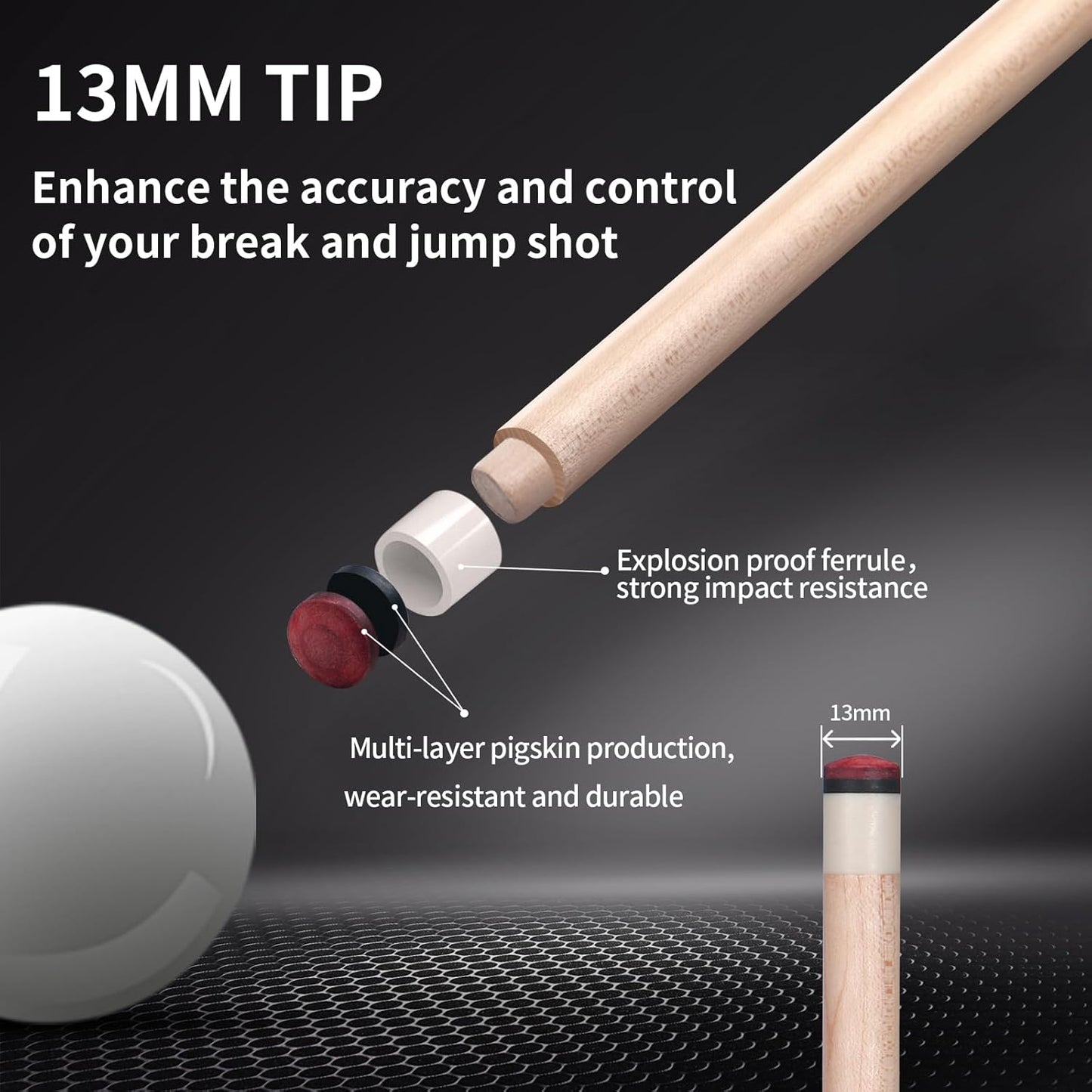 Kmise Professional Pool Cue Stick - 19 20 21oz Canadian Maple Cue Sticks, Low Deflection Shaft with Telescopic Carbon Fiber Extension, Pool Sticks for Aults, Billiard Cue Sticks with Leather Cue Case