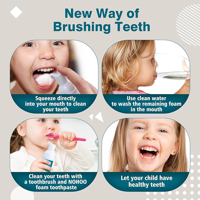 NOHOO Fluoride Free Foam Toothpaste Kids Cantaloupe,Natural Training Toothpaste for Baby Toddler Children Oral Cleaning and Cavity Protection(2 Pack