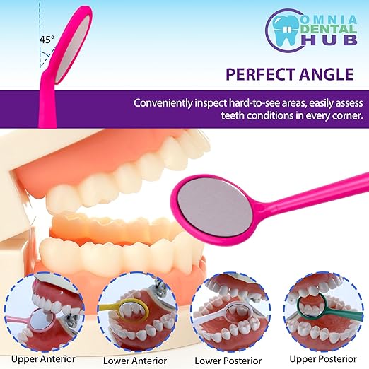 100 PCs Dental Grade Disposable Dental Mouth Mirrors with Spatula Handle by Omnia ONE | Fog-Free, Dual-Purpose Design – Clear Visibility & Tongue Retraction – Ideal for Exams & Procedures