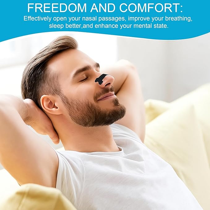 50Pcs Nasal Strips for Snoring, Nose Strips for Breathing, Snoring Aids for Men & Women, Helps Reduce Snoring & Improves Sleep (Black,50)