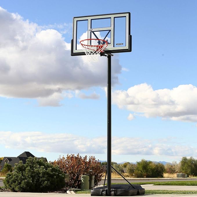 Lifetime Pro Court Height Adjustable Portable Basketball System, 44 Inch Backboard, Blue/White