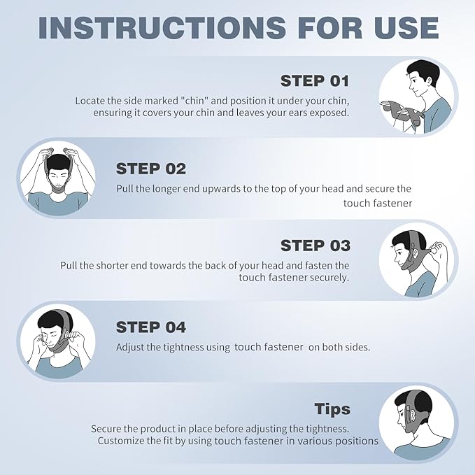 OHELEEP Anti Snore Chin Strap for CPAP Users, Snore Stopper Adjustable, Chin Strap for Sleeping Comfortable Stop Snoring Solution, Anti Snoring Devices Breathable and Reusable, Light Green, M