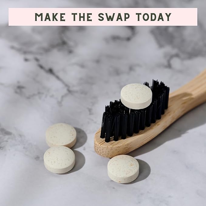 US-Made Toothpaste Tablets, New Improved SLS-Free Formula, 180 Count, Biodegradable Refill Pouch, Natural Mint Flavor, Fluoride Free with Hydroxyapatite, Whitening