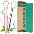 RONAVO Tongue Scraper for Kids, Children, Adult, Stainless Steel Tongue Cleaner Reduce Bad Breath, with Handy Case, 2 Colors