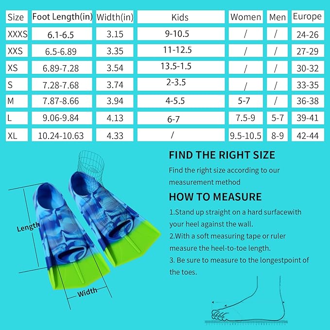 Kids Swim Fins,Short Comfortable Flippers for Lap Swimming and Training for Child,Girls,Boys,Beginners