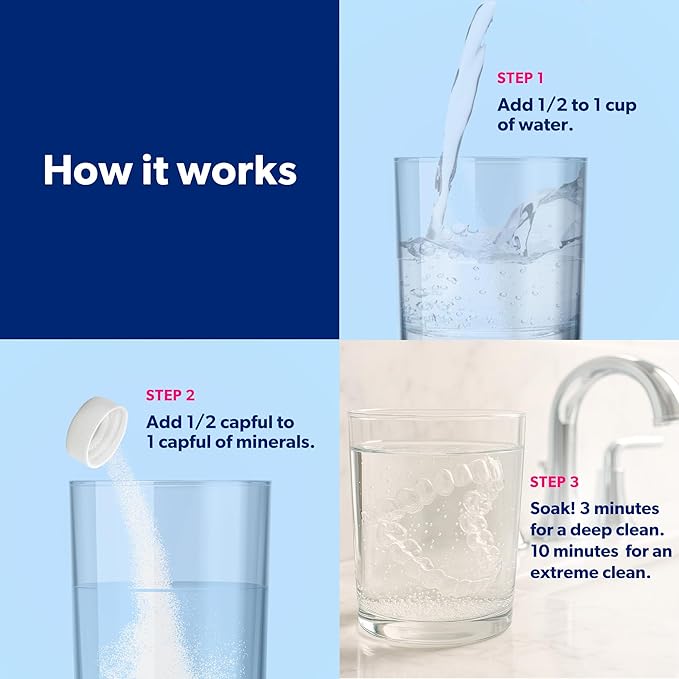 EverSmile AllClean Minerals – Deep Cleaner for Retainers, Clear Aligners, Invisalign, Dentures, Night & Mouth Guards – Removes Stains, Odors & Plaque in 3-Minutes – Up to 120 Uses (300g), 3 Pack