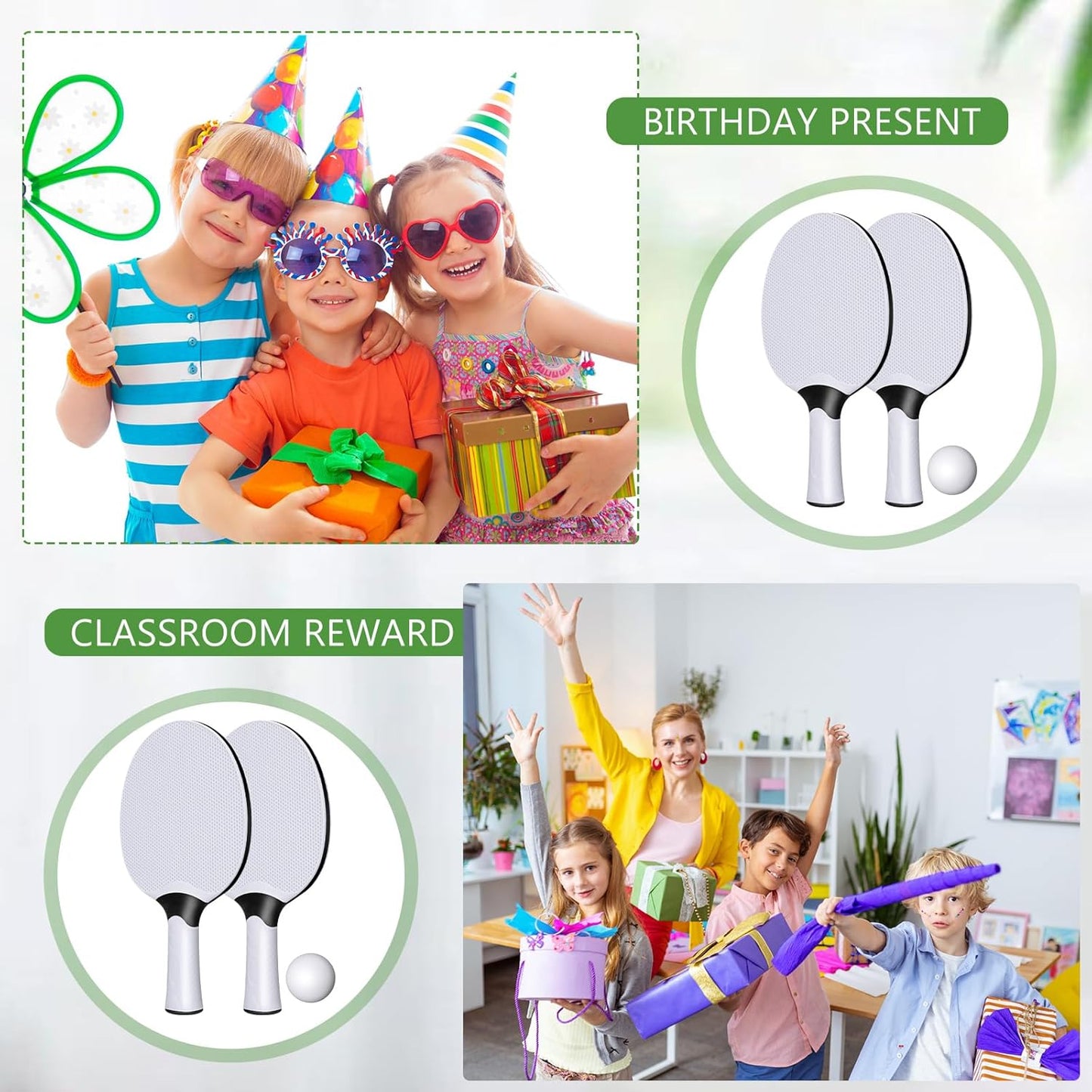 Junkin 8 Pieces Table Tennis Paddles Kit Professional Rackets Set Portable Composite Rubber Table Tennis Racquets with 8 Balls for Indoor and Outdoor