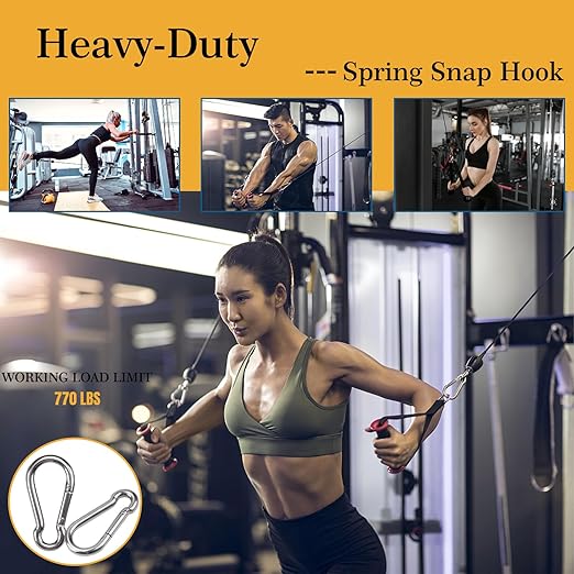 4 Inch Carabiner Clip Spring Snap Hook, 2 Pack M10 Heavy Duty Galvanized Steel Spring Snap Carabiner, Quick Link Keychain Clip for Keys Swing Set Camping Hiking Traveling (770 lbs Capacity)