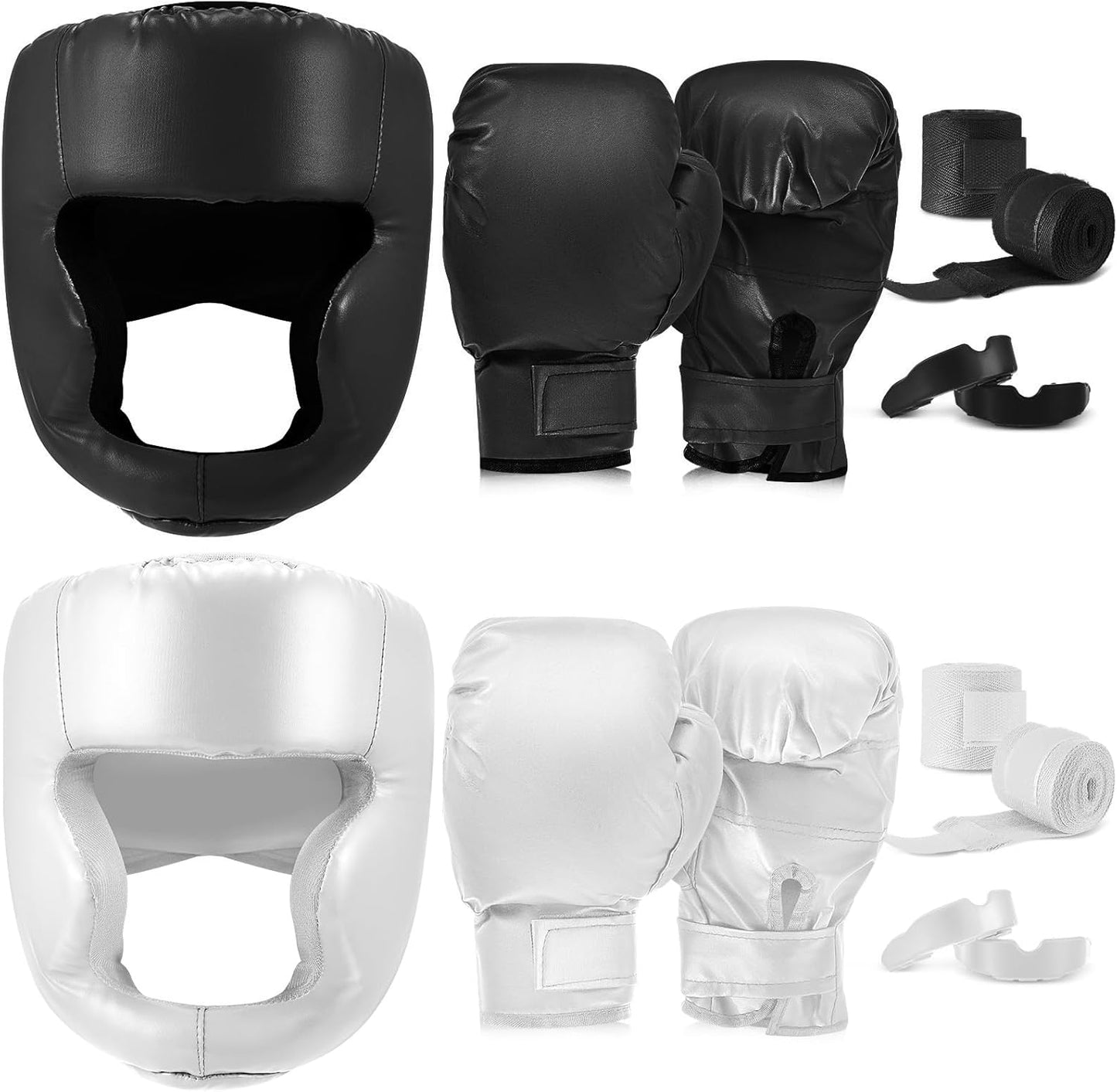 Kanayu 14 Pcs Boxing Set Including 2 Pair of 16 oz Boxing Gloves Headgear Helmet and Hand Wraps Mouth Guards Gifts for Adults Youth Beginners Training Equipment